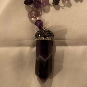 Amethyst crystal and rhinestone necklace